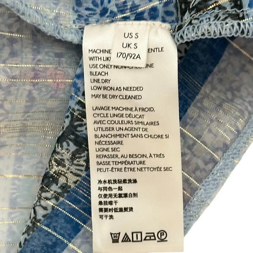 Free People Bohemian Aliyah Printed Long Sleeve Sheer Tunic Top (S)